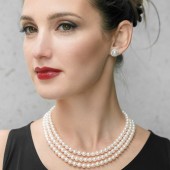 Cercei perle naturale albe din argint cu cristale DiAmanti SK15412E_W-G